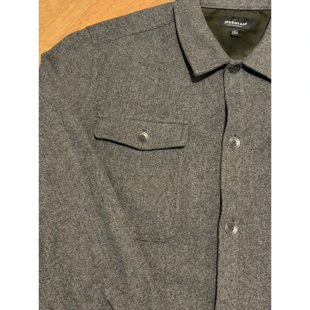 Jeremiah Shirt Jacket Gray Wool Camp Chore Barn Field Lined - Picture 3 of 12